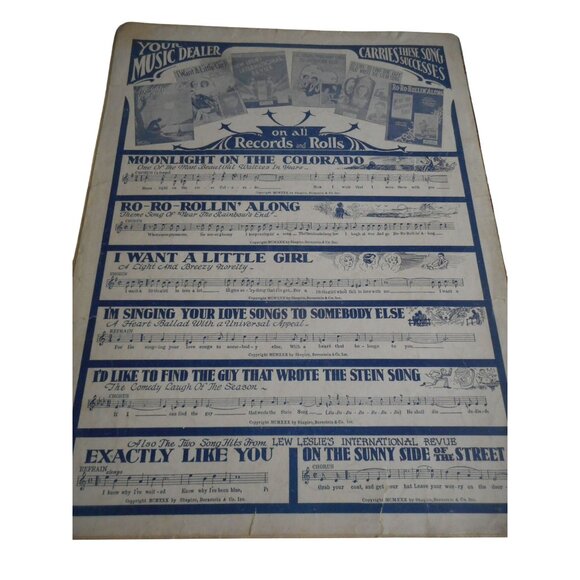 Vtg Sheet Music Piano Ukulele Moonlight on Colorado Play or Frame 1930 - Picture 4 of 4